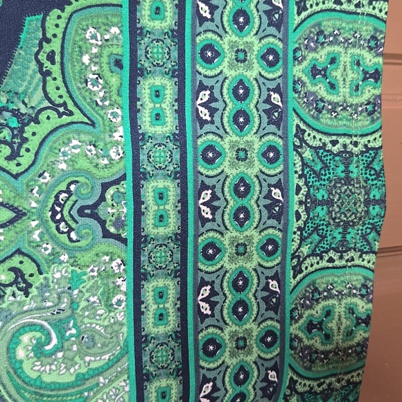 London Style-Green & blk. paisley print 3/4 dress V neck Sz 8 NWT. - Picture 6 of 12